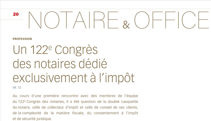 Un 122e Congrès des notaires dédié exclusivement à l’impôt